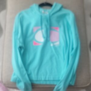 Champion Teal Hoodie with Pink Logo